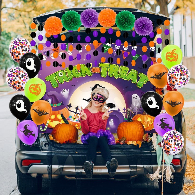 JUYRLE Halloween Trunk or Treat Car Decorations Kit - Witch Backdrop, Garage Door Decorations for Outdoor Party - Image 4